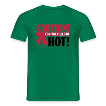 Caution - Content could be hot - Männer T-Shirt - Kelly Green - Vorne - AI Model Male 178 dark (178cm)