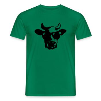 Cow with sunglasses Farm Farmer Cool cow - Men's T-Shirt - kelly green - Front - AI Model Male 178 dark (178cm)