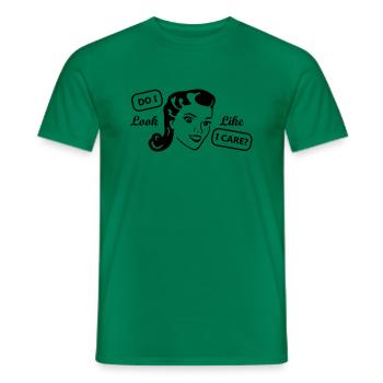 do i look like i care retro housewife satire - Men's T-Shirt - kelly green - Front - AI Model Male 178 dark (178cm)