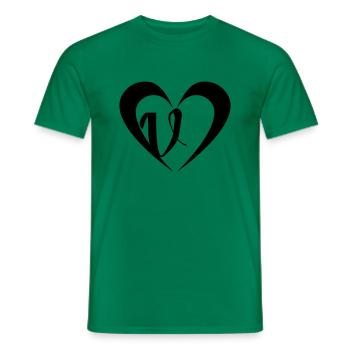 Coeur avec V - T-shirt homme - vert - Devant - AI Model Male 178 dark (178cm)