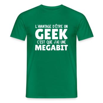 Avantage d'être Geek Megabit Humour Beauf Bite - T-shirt homme - vert - Devant - AI Model Male 178 dark (178cm)