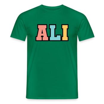 Name - Ali - Men's T-Shirt - kelly green - Front - AI Model Male 178 dark (178cm)