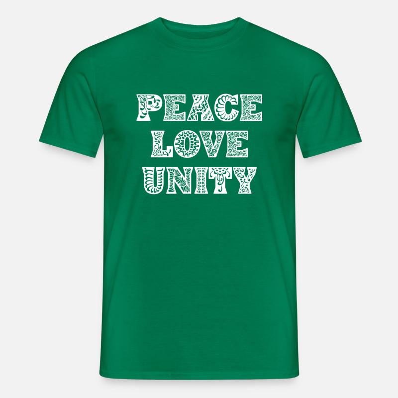 Friede Liebe Einheit - Männer T-Shirt - Kelly Green