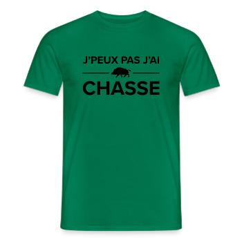 J'peux pas j'ai chasse - Chasseur Sanglier - T-shirt homme - vert - Devant - AI Model Male 178 dark (178cm)