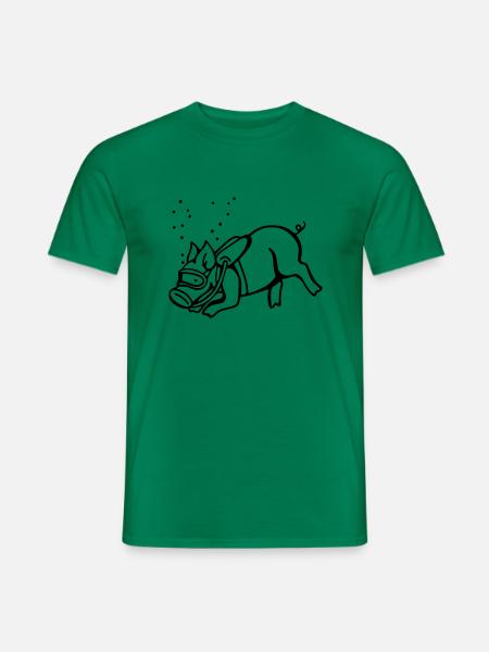 taucher schwein - Männer T-Shirt - Kelly Green