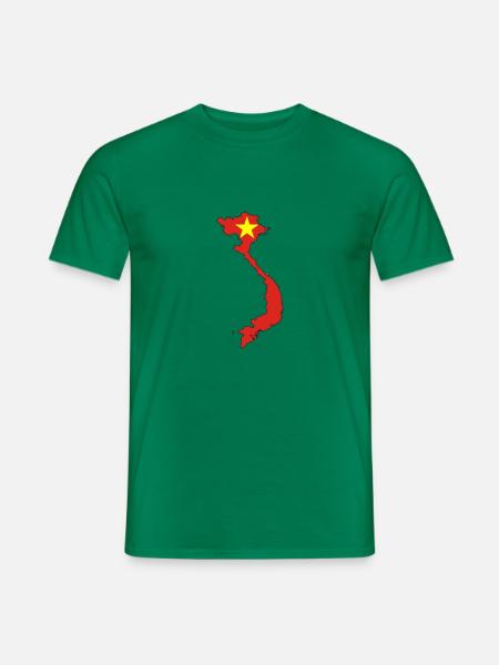 Vietnam-Übersichtskarte über Nationalflaggen-Symbol - Männer T-Shirt - Kelly Green