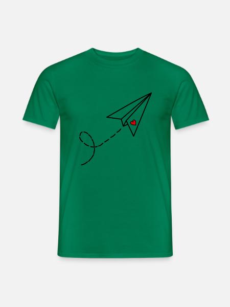 Papierflieger mit Herz - Männer T-Shirt - Kelly Green