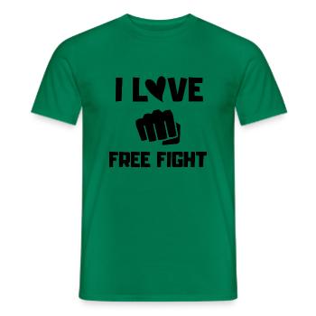 I LOVE FREE FIGHT - T-shirt homme - vert - Devant - AI Model Male 178 dark (178cm)