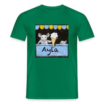 Ayla Personalised Name with mice selling Icecream - Men's T-Shirt - kelly green - Front - AI Model Male 178 dark (178cm)