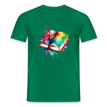 Book Reading Reader Book Lover Books Gift - Men's T-Shirt - kelly green - Front - AI Model Male 178 dark (178cm)