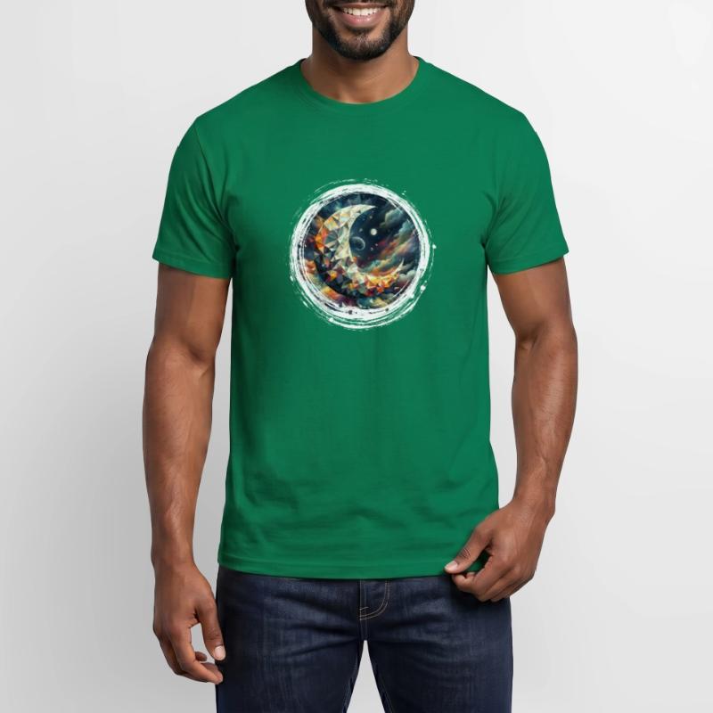Triangles vectoriels de lune nébuleuse de l’espace T-shirt homme