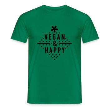 Vegan & happy - Männer T-Shirt - Kelly Green - Vorne - AI Model Male 178 dark (178cm)