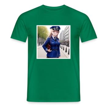 Mädchen in Militäruniform in der Stadt - Männer T-Shirt - Kelly Green - Vorne - AI Model Male 178 dark (178cm)