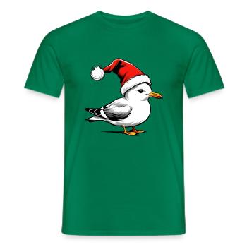 Christmas Seagull with Hat - Men's T-Shirt - kelly green - Front - AI Model Male 178 dark (178cm)