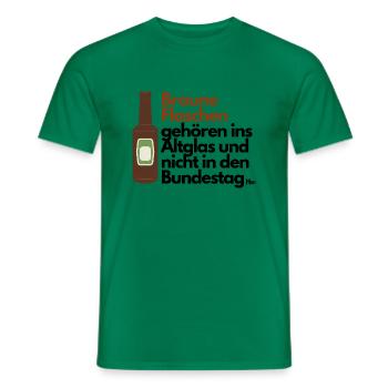 Braune Flaschen ins Altglas nicht in den Bundestag - Männer T-Shirt - Kelly Green - Vorne - AI Model Male 178 dark (178cm)
