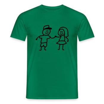 Jeune fille jouant - T-shirt homme - vert - Devant - AI Model Male 178 dark (178cm)