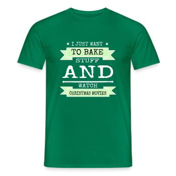 Dinosaur Tshirt Pastry Chef Christmas Vacation - Men's T-Shirt - kelly green - Front - AI Model Male 178 dark (178cm)