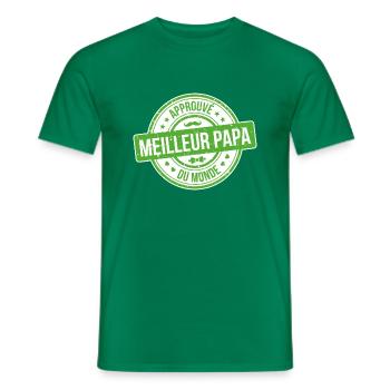 Approuvé meilleur papa du monde - T-shirt homme - vert - Devant - AI Model Male 178 dark (178cm)