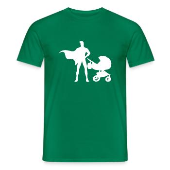Super papa avec une poussette - T-shirt homme - vert - Devant - AI Model Male 178 dark (178cm)
