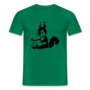 Squirrel Reads Book Illustration Gift - Men's T-Shirt - kelly green - Front - AI Model Male 178 dark (178cm)