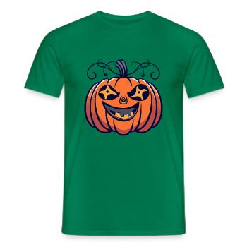 Halloween Funkelnder Halloween-Kürbis - Männer T-Shirt - Kelly Green - Vorne - AI Model Male 178 dark (178cm)