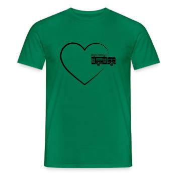 Heart 2 and Fire Brigader - (2) - Men's T-Shirt - kelly green - Front - AI Model Male 178 dark (178cm)