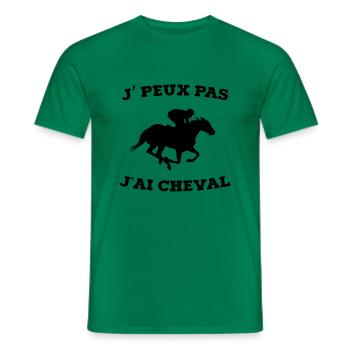 je peux pas j ai cheval - T-shirt homme - vert - Devant - AI Model Male 178 dark (178cm)