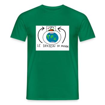 Le drapeau du monde , la Grande paix . - T-shirt homme - vert - Devant - AI Model Male 178 dark (178cm)