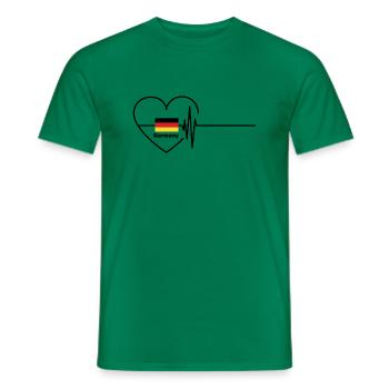 Heartbeat Germany, Deutschlandflagge - Männer T-Shirt - Kelly Green - Vorne - AI Model Male 178 dark (178cm)