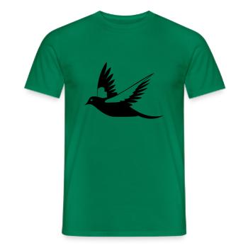 Fliegende Amsel Schwarz-Weiß Illustration - Männer T-Shirt - Kelly Green - Vorne - AI Model Male 178 dark (178cm)