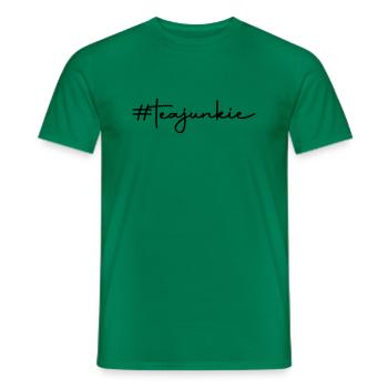 teajunkie for tea enthusiasts - Men's T-Shirt - kelly green - Front - AI Model Male 178 dark (178cm)