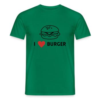 I love Burger - Men's T-Shirt - kelly green - Front - AI Model Male 178 dark (178cm)
