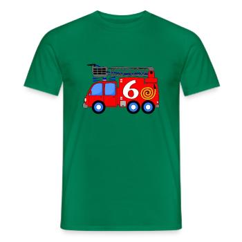 Feuerwehrfahrzeug 6 Geburtstag Kinder - Männer T-Shirt - Kelly Green - Vorne - AI Model Male 178 dark (178cm)