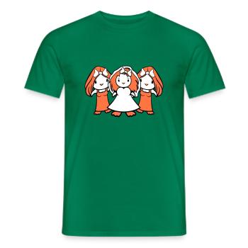 3 oiseaux équipe mariée filles trois petites amies mariage - T-shirt homme - vert - Devant - AI Model Male 178 dark (178cm)