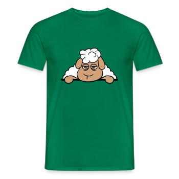 Schaf Müde Gelangweilt Hinter Zaun Mauer Schild - Männer T-Shirt - Kelly Green - Vorne - AI Model Male 178 dark (178cm)