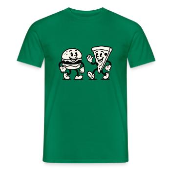Burger Pizza Comic - Men's T-Shirt - kelly green - Front - AI Model Male 178 dark (178cm)
