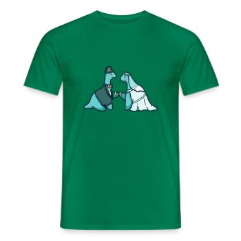 hugadino dino wedding, cute dinosaur - Men's T-Shirt - kelly green - Front - AI Model Male 178 dark (178cm)