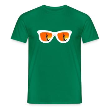 Lunettes de soleil, Surfergirl, Coucher de soleil - T-shirt homme - vert - Devant - AI Model Male 178 dark (178cm)