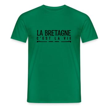 La bretagne c'est la vie. j'aime la Bretagne. - T-shirt homme - vert - Devant - AI Model Male 178 dark (178cm)