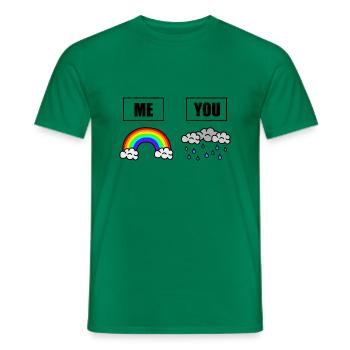 Monde plein de nuages de pluie - soyez l’arc-en-ciel - T-shirt homme - vert - Devant - AI Model Male 178 dark (178cm)