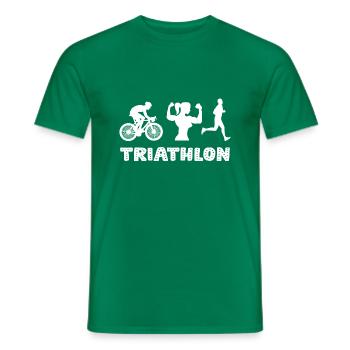 Triatlon svømme cykelløb - Mænd T-shirt - kelly grøn - Foran - AI Model Male 178 dark (178cm)