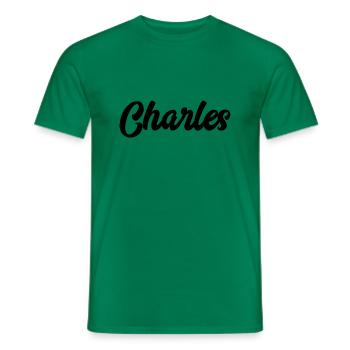 Charles Custom Text Birthday Name - Men's T-Shirt - kelly green - Front - AI Model Male 178 dark (178cm)