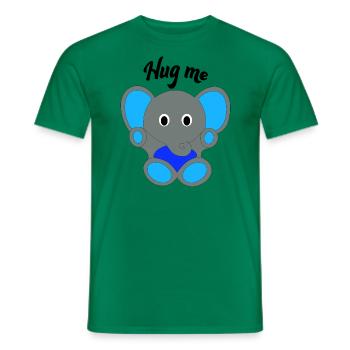 Elephant Blue Hug Me | boys, cute, babe - Men's T-Shirt - kelly green - Front - AI Model Male 178 dark (178cm)
