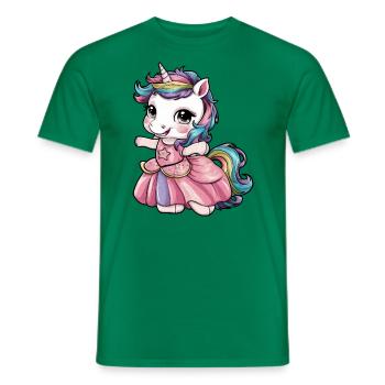 Kawaii unicorn with fairytale dress - Men's T-Shirt - kelly green - Front - AI Model Male 178 dark (178cm)