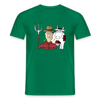 Bauer & Kuh | Landwirt | Kühe | Melken | Mistgabel - Männer T-Shirt - Kelly Green - Vorne - AI Model Male 178 dark (178cm)