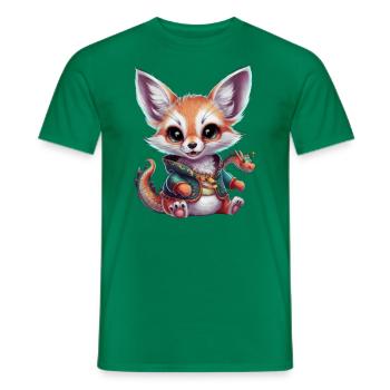 Renard du désert fennec kawaii avec dragon cool - T-shirt homme - vert - Devant - AI Model Male 178 dark (178cm)