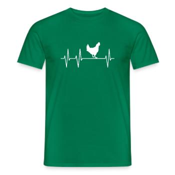 Chicken Chickens Heartbeat Poultry Eggs Palpitations - Men's T-Shirt - kelly green - Front - AI Model Male 178 dark (178cm)