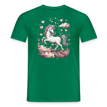 Licorne magique avec des cœurs - T-shirt homme - vert - Devant - AI Model Male 178 dark (178cm)