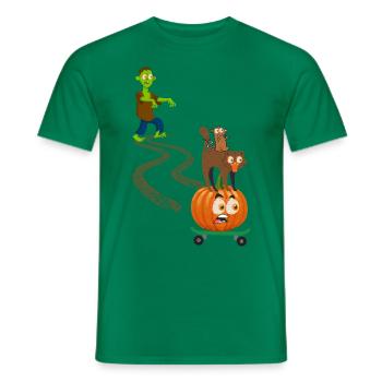 horror halloween katze zombie cats kürbis pumpkin - Männer T-Shirt - Kelly Green - Vorne - AI Model Male 178 dark (178cm)
