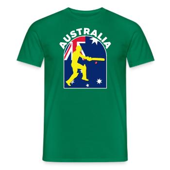 Australia Cricket Batsman Australia Flag - Men's T-Shirt - kelly green - Front - AI Model Male 178 dark (178cm)